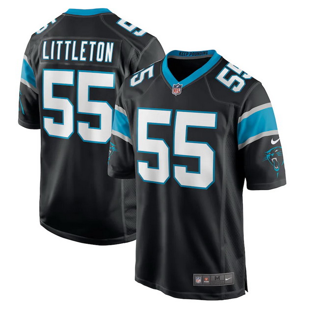 mens nike cory littleton black carolina panthers game player jersey